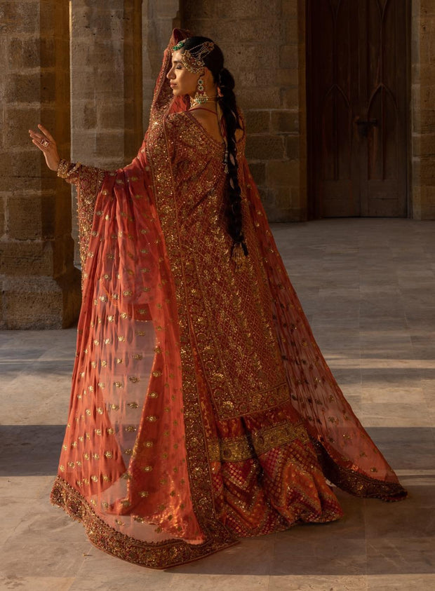 Mughlai Orange Lehenga Kameez 