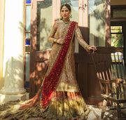 Mughlai Peach Pink Kameez Gharara Pakistani Bridal Dress 2023