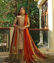 Mughlai Peach Pink Kameez Gharara Pakistani Bridal Dresses