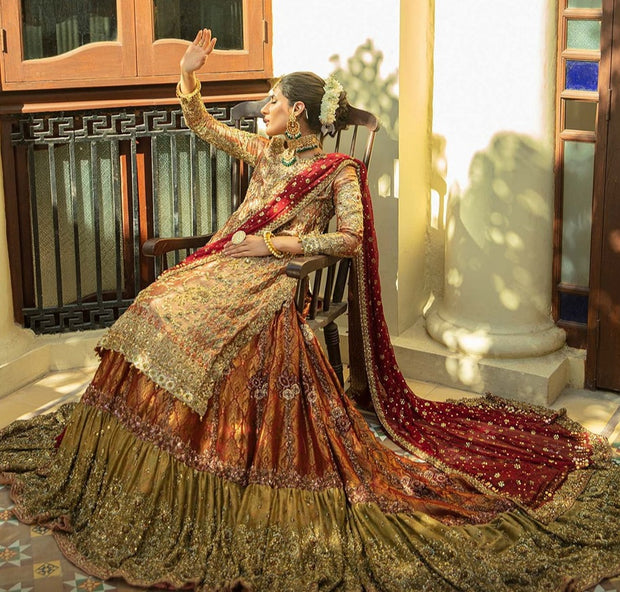 Mughlai Peach Pink Kameez Gharara Pakistani 