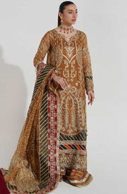 Multi Colored Embellished Brown Pakistani Kameez Sharara Dress