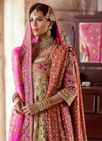 Multi Embroidered Huge Flare Pishwas Pakistani Bridal Dress