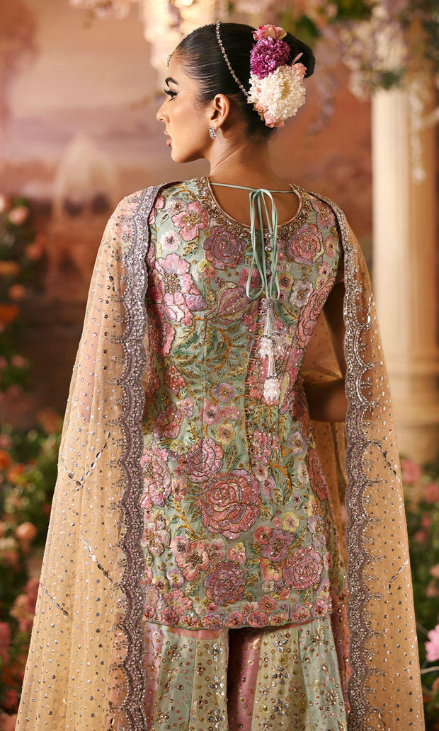 Multicolor Sharara and Kameez Pakistani Wedding Dress Online