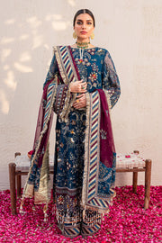 Multicolored Embellished Blue Pakistani Kameez Sharara Wedding Dress