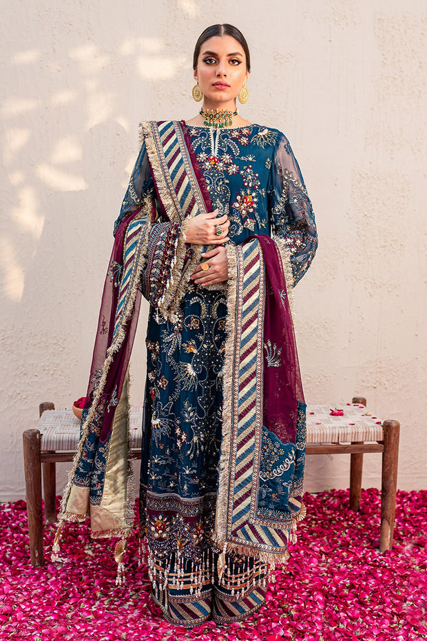 Multicolored Embellished Blue Pakistani Kameez Sharara Wedding Dress