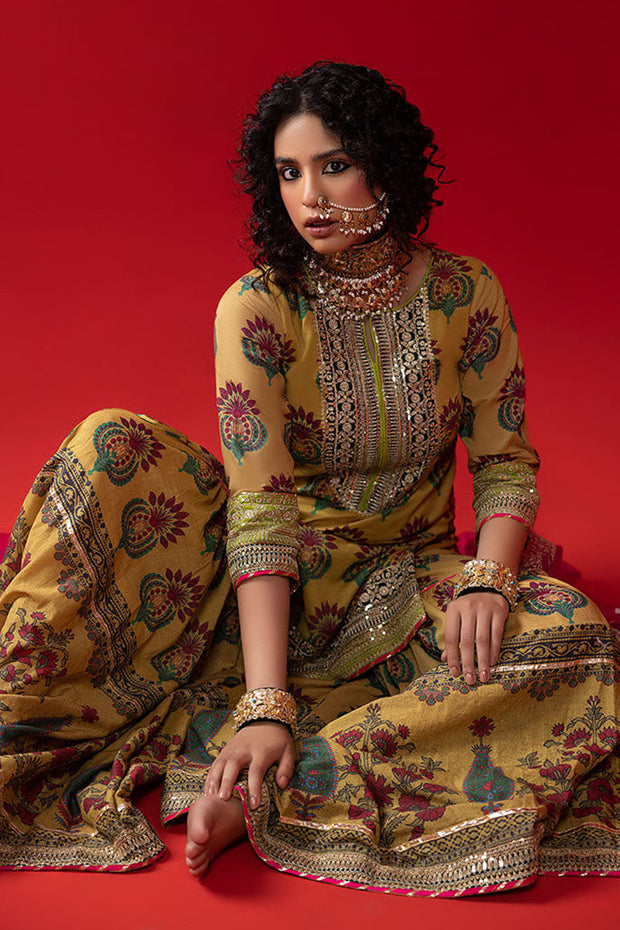 Mustard Gharara Kameez for Pakistani Wedding Dress