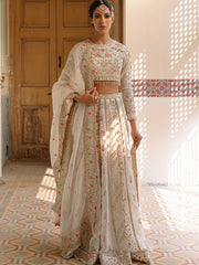 Pakistani Bridal Dress in Ivory Khadi Silk & Organza