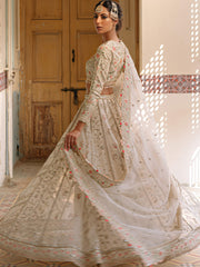 Pakistani Bridal Dress in Ivory Khadi Silk & Organza