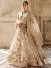 Pakistani Bridal Dress in Vanilla Organza with Lehenga