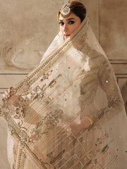 Pakistani Bridal Dress in Vanilla Organza with Lehenga