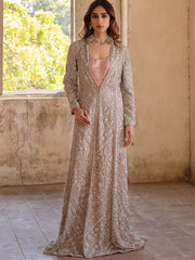 Pakistani Wedding Dress with Chai Pink Organza & Satin Silk