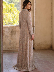 Pakistani Wedding Dress with Chai Pink Organza & Satin Silk