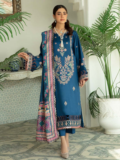 Navy Blue Embroidered Pakistani Salwar kameez Dupatta Salwar Suit