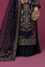 Navy Blue Maria B Embroidered Pakistani Salwar Kameez Organza Party Wear