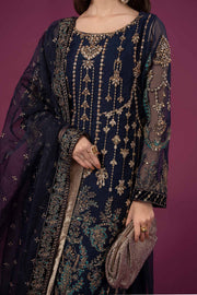 Navy Blue Maria B Embroidered Pakistani Salwar Kameez Organza Party Wear in USA