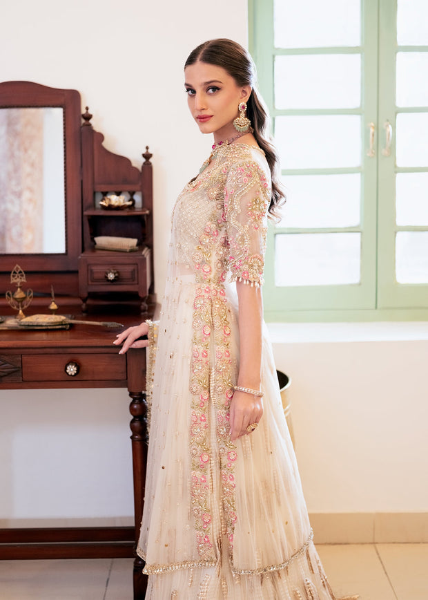 Net Kameez and Bridal Lehenga Dupatta with Matching Accessories