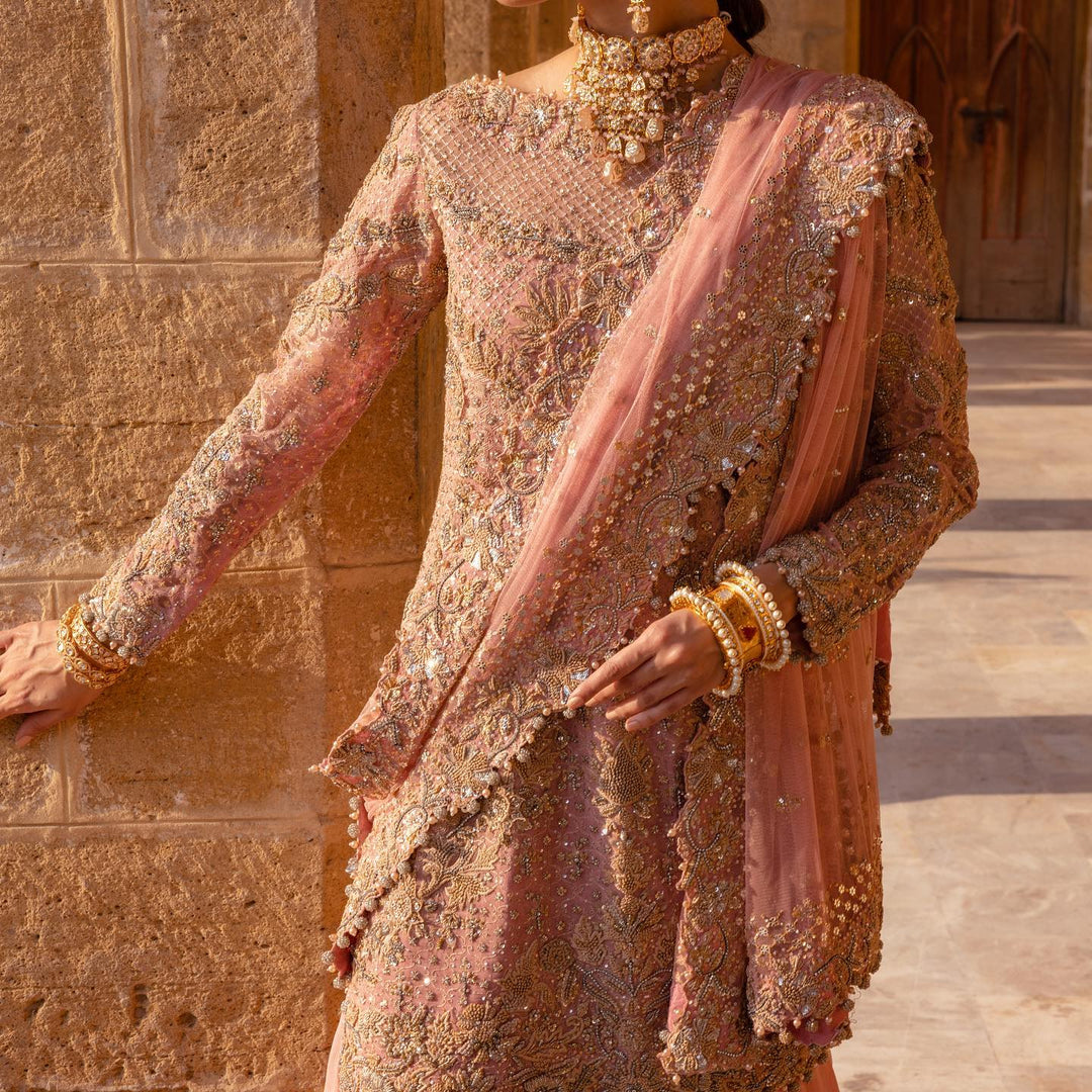 Net Pink Lehenga Shirt Pakistani 