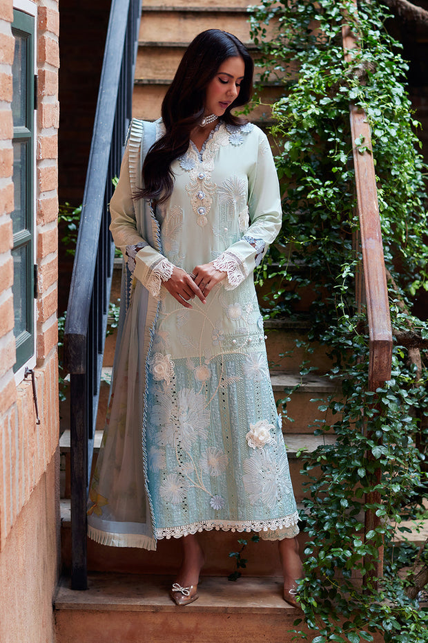 New Alluring Aqua Blue Shade Embroidered Pakistani Salwar Kameez Suit 2024