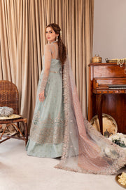 New Aqua Blue Embroidered Gown Style Lehenga Pakistani Wedding Dress 2023