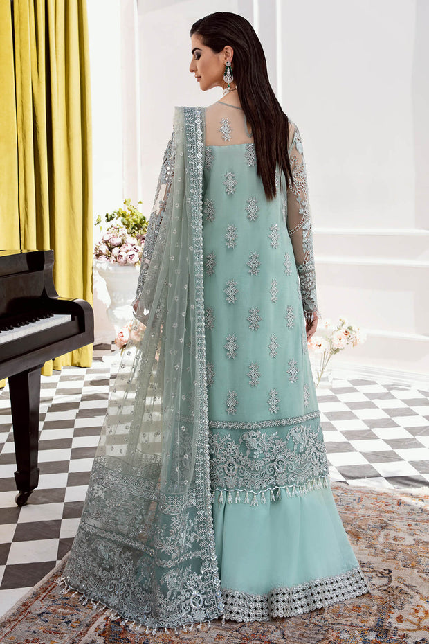 New Aqua Blue Heavily Embellished Pakistani Wedding Dress Kameez Sharara