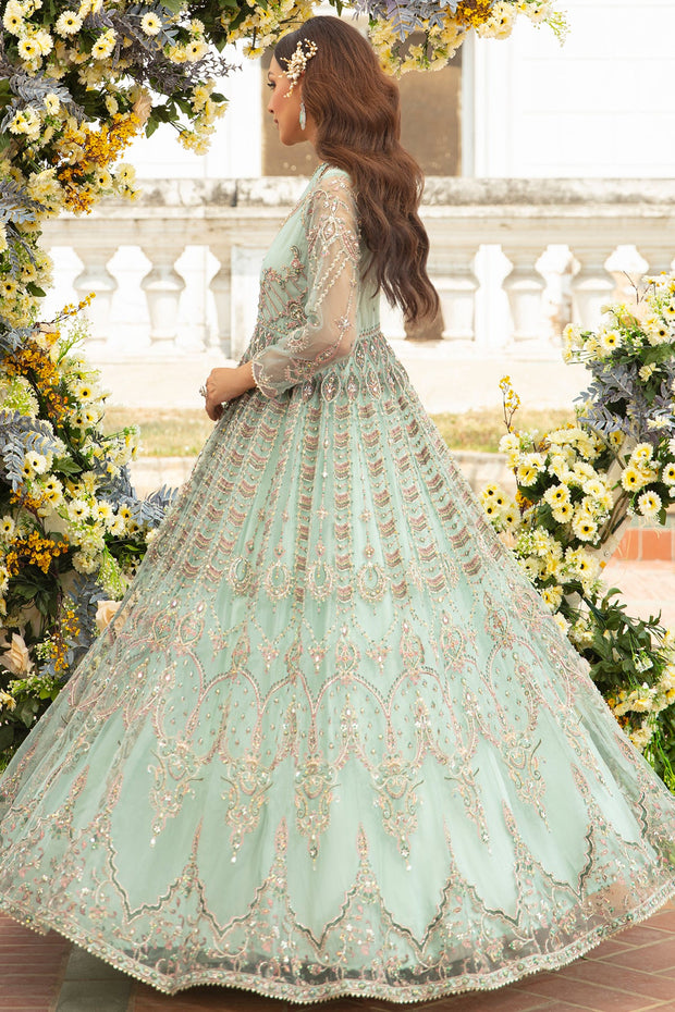 New Aqua Blue Heavily Embellished Pishwas Frock Pakistani Wedding Dress 2023