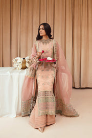 New Baby Pink Embroidered Pakistani Kameez Trousers Wedding Dress