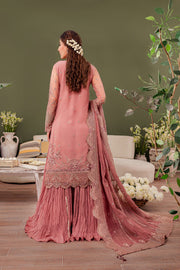 New Baby Pink Embroidered Pakistani Wedding Dress in Crushed Sharara Style
