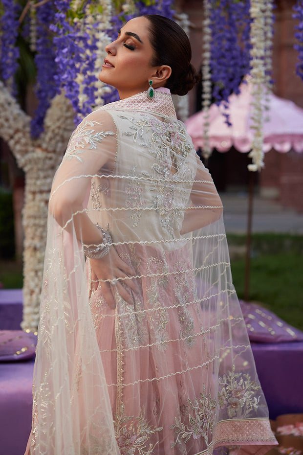 New Baby Pink Shade Embroidered Pakistani Wedding Dress in Pishwas Style