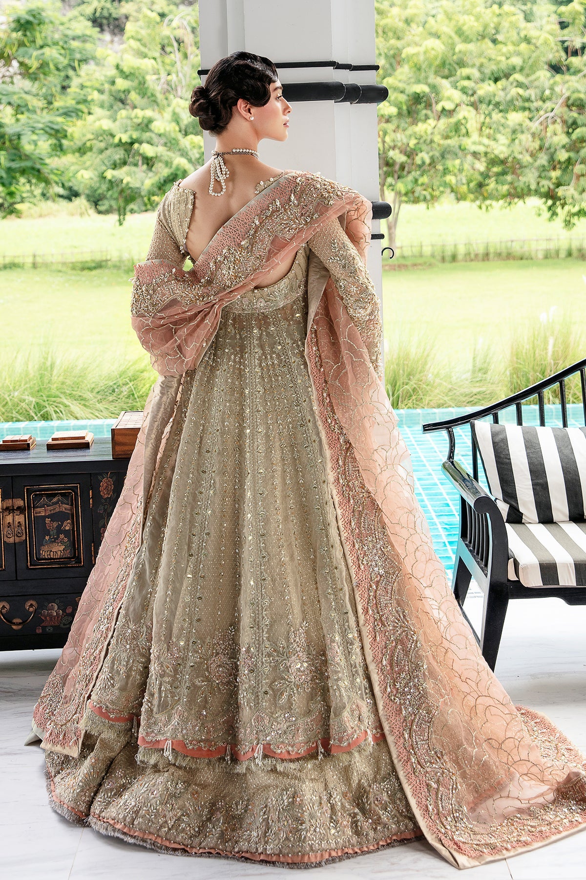 pyazi colour bridal lehenga