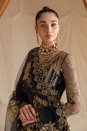 New Berry Blue Embroidered Pakistani Wedding Dress in Kalidar Pishwas Style 2023