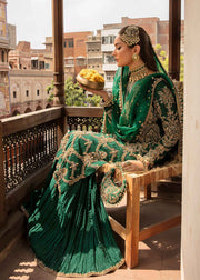 New Bottle Green Embellished Pakistani Wedding Dress Kameez Sharara
