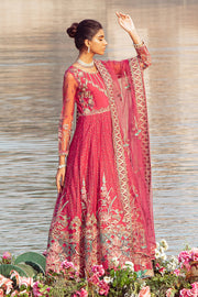 New Bright Pink Embroidered Pakistani Wedding Dress in Long Frock Style