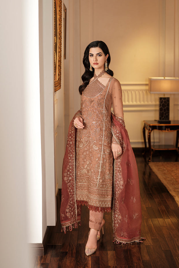New Caramel Gold Heavily Embellished Pakistani Capri Shirt Wedding Dress 2023