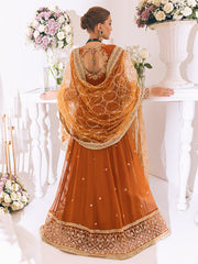 New Caramel Heavily Embellished Pakistani Wedding Dress Pishwas Frock