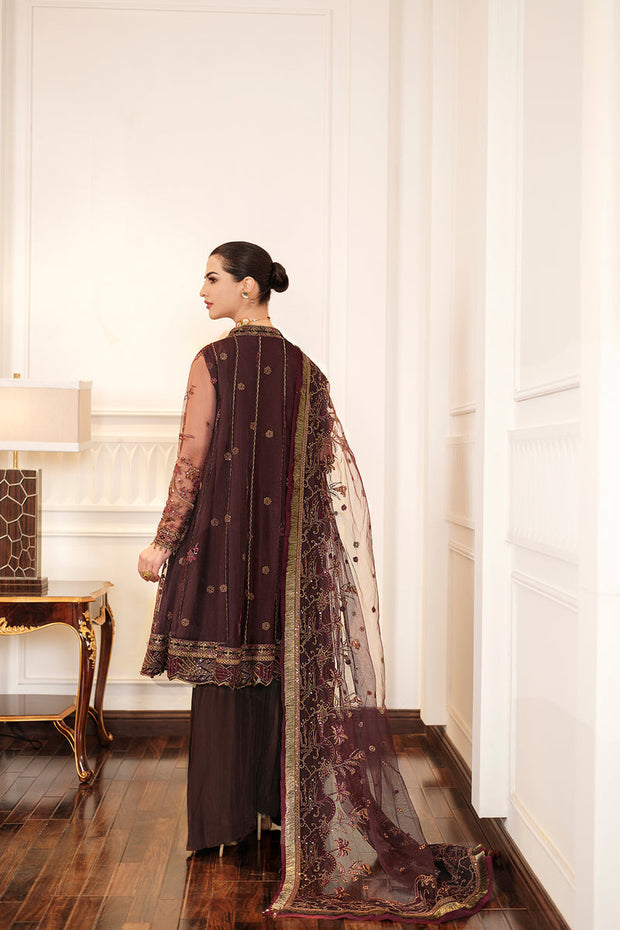 New Chocolate Brown Embroidered Sharara Kameez Wedding Dress