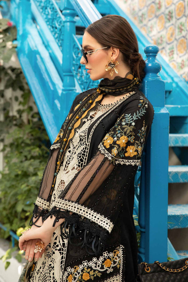 New Classic Black Embroidered Lawn Maria B Pakistani Salwar Kameez