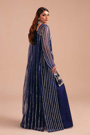 New Classic Blue Embroidered Pakistani Gown Style Long Kameez Trousers