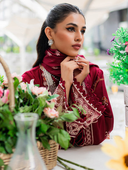New Classic Cherry Red Pakistani Salwar Kameez Embroidered Salwar Suit 2023