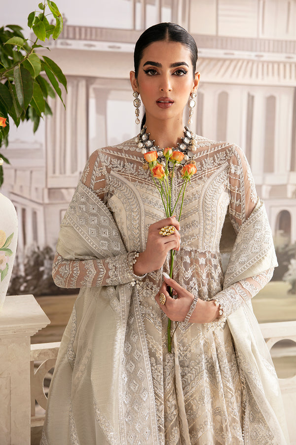 New Classic Embroidered Pakistani Wedding Wear Off White Pishwas Frock 2023