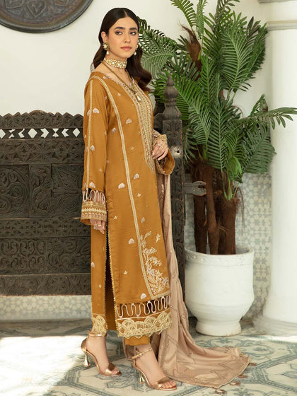 New Classic Gold Embroidered Pakistani Salwar Kameez Dupatta Salwar Suit