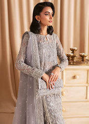New Classic Grey Embroidered Pakistani Wedding Dress Kameez Trousers 2023