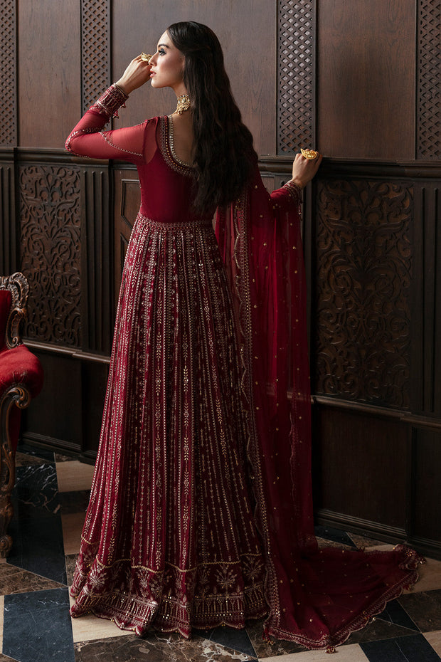 New Classic Heavily Embellished Red Pakistani Wedding Dress in Pishwas Style