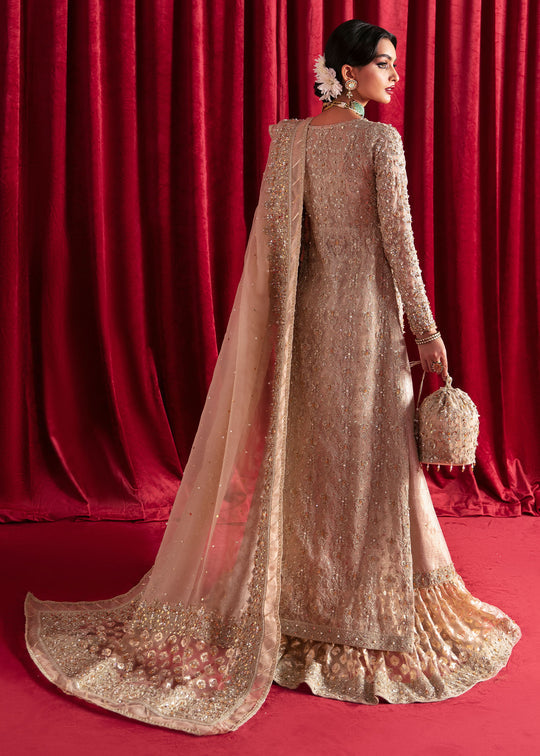 New Classic Nude Embroidered Gharara Kameez Style Pakistani Wedding Dress 2023