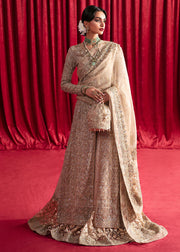 New Classic Nude Embroidered Gharara Kameez Style Pakistani Wedding Dress