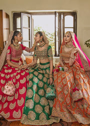 New Classic Orange Embroidered Lehenga Choli Pakistani Bridal Dress