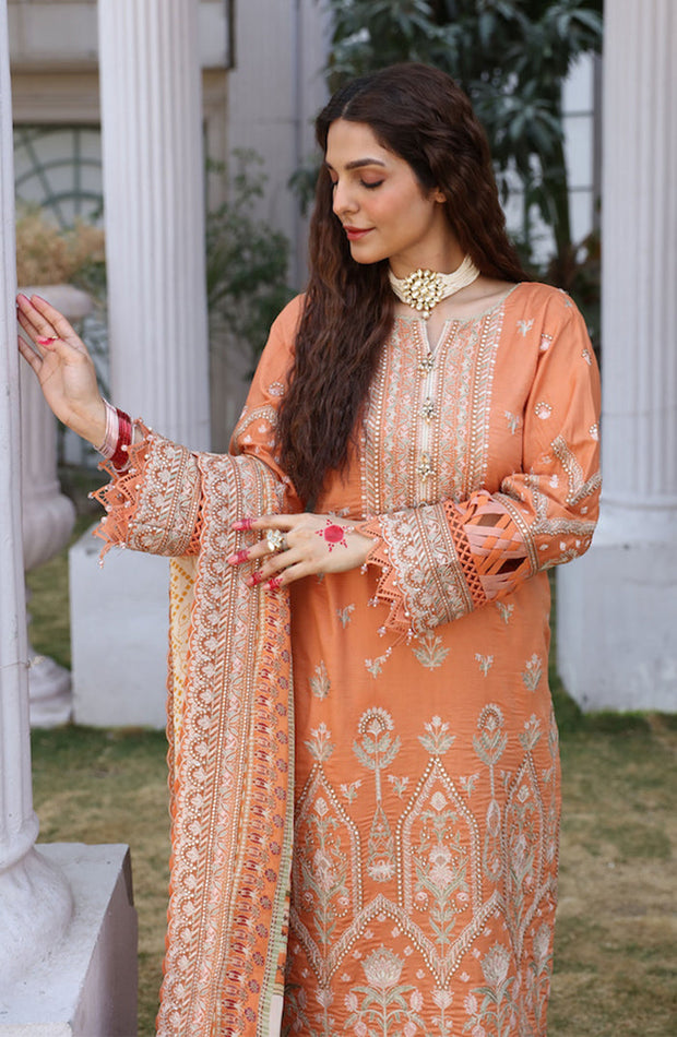 New Classic Orange Embroidered Pakistani Salwar Kameez Party Dress