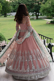 New Classic Pink Embroidered Pakistani Wedding Dress Pishwas Frock