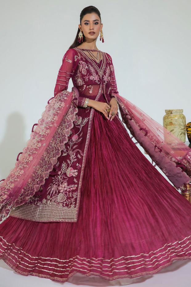 New Classic Plum Embellished Pakistani Wedding Dress in Gown Style Pishwas