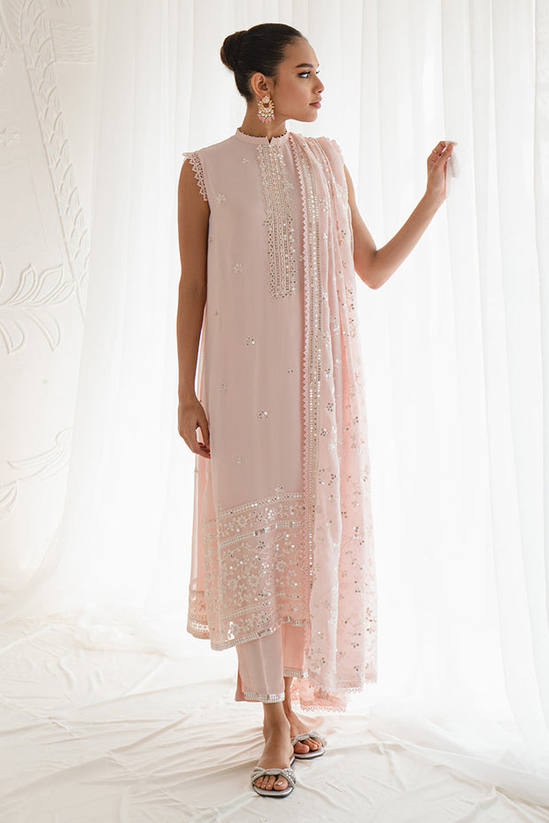 New Classic Shell Pink Embroidered Pakistani Salwar Kameez Dupatta Suit 2023