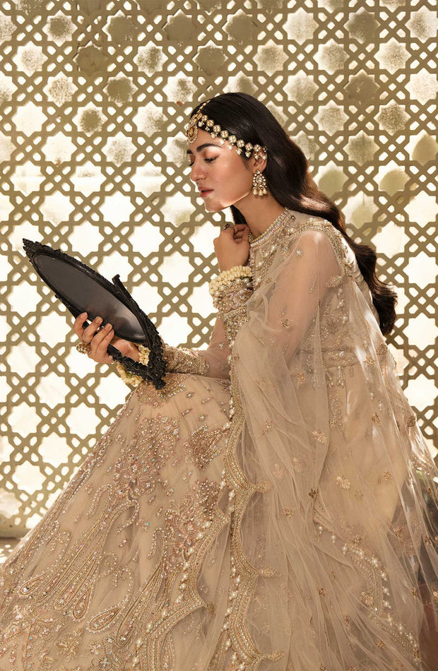 New Classic Silver Heavily Embellished Pakistani Wedding Dress in Pishwas Style